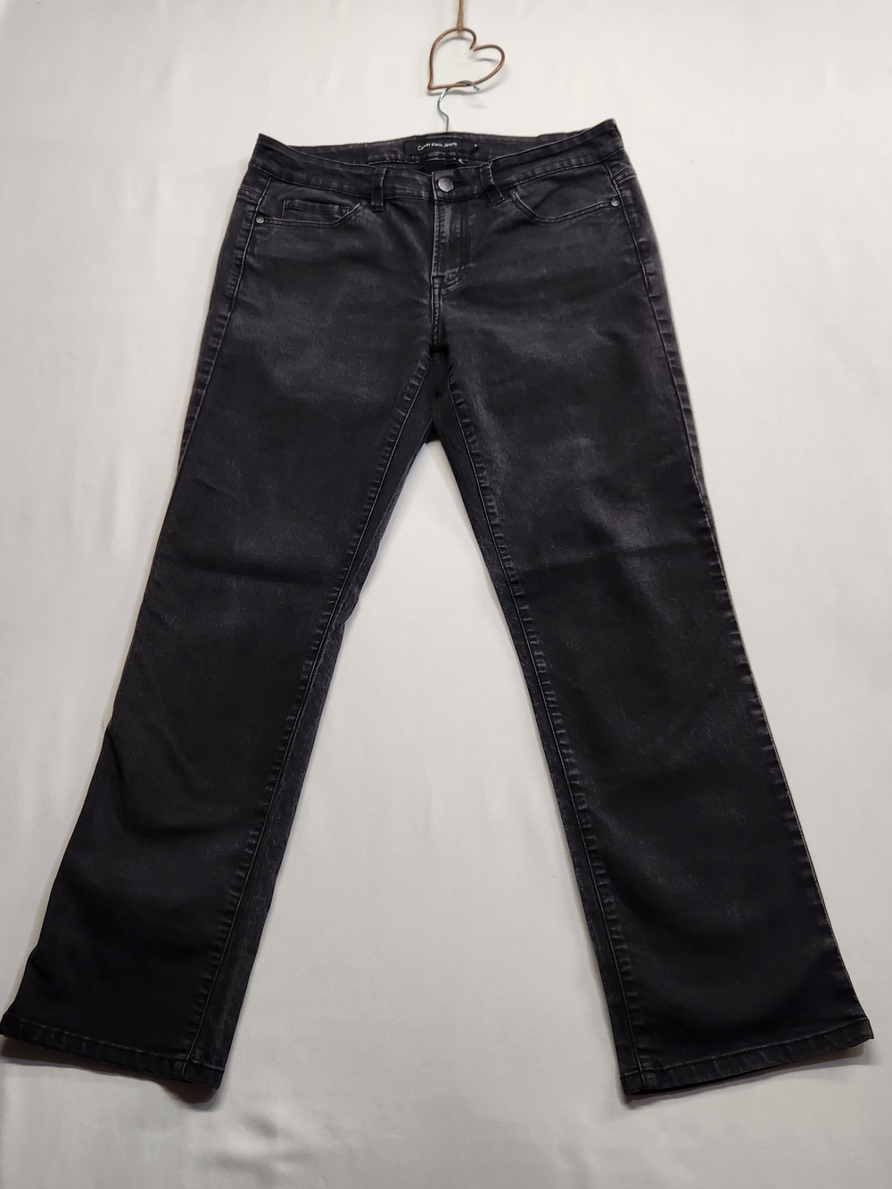 ⭐️Calvin Klein Size 10 Washed Black Mid Rise Straight Bootcut Jeans Grunge Y2K